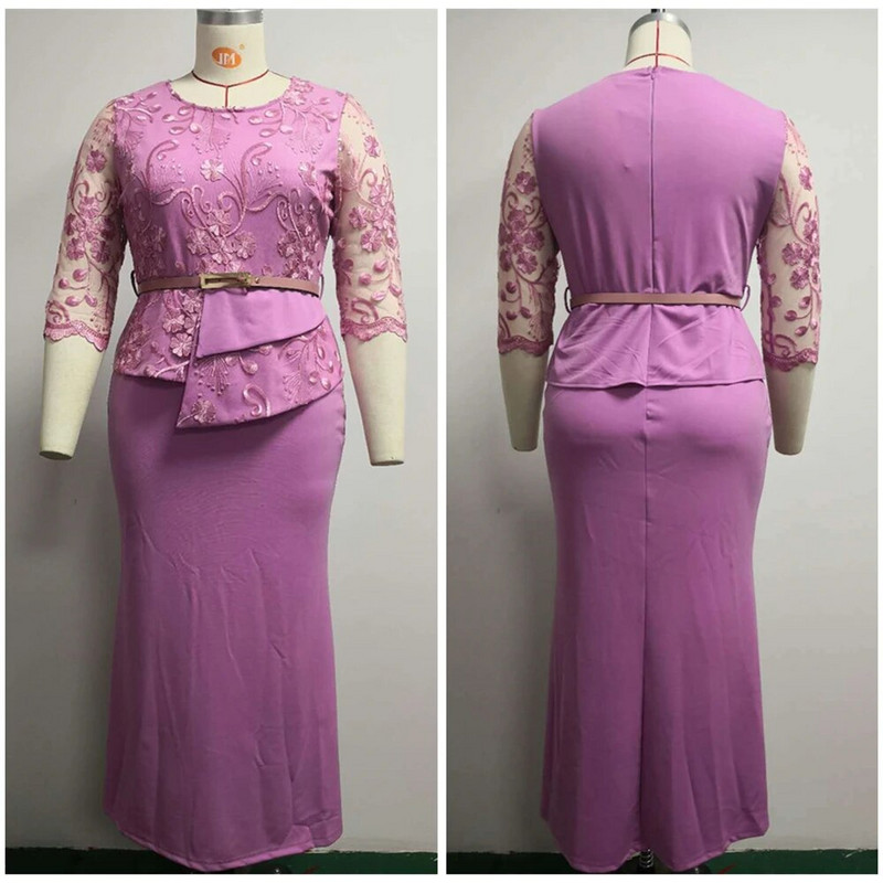 2021 m. karštas išpardavimas Afrikos ir Turkijos stiliaus plius dydžio nėriniais susiūta suknelė moterims