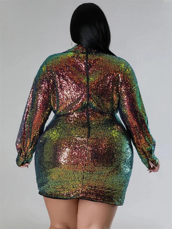 Wmstar večernje haljine veće veličine za žene Seksi V izrez dugih rukava, mini kroj novo u jesenskoj haljini, veleprodaja Dropshipping L-4XL