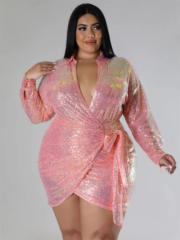 Wmstar večernje haljine veće veličine za žene Seksi V izrez dugih rukava, mini kroj novo u jesenskoj haljini, veleprodaja Dropshipping L-4XL