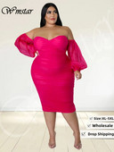 Wmstar haljina veće veličine Ženska zabava s otvorenim ramenima Mrežasti rukavi Seksi elegantne maksi haljine Rođendanske kombinacije Veleprodaja Dropshipping