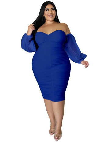 Wmstar Plus Size Γυναικείο φόρεμα πάρτι μακριά Διχτυωτό μανίκι ώμου Σέξι κομψά φορέματα μάξι Ρούχα γενεθλίων Χονδρική Dropshipping