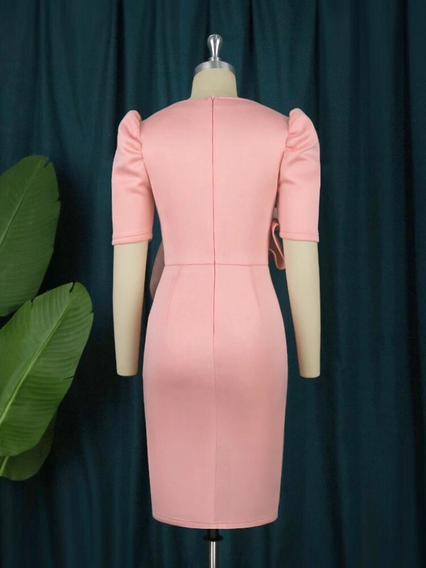 Rožinės didelio dydžio suknelės, moteriškos V kaklo trumpomis pūstomis rankovėmis, didelėmis gėlėmis iki kelių aprangos, skirtos Moterų vakaro gimtadienio vakarėliui 4XL