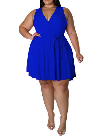 Μονόχρωμο γιλέκο Mini V Neck Sexy Vestido Midi Elegante Vestidos Mujer Primavera Verano 2022 Plus Size Γυναικεία Ρούχα Χονδρικής