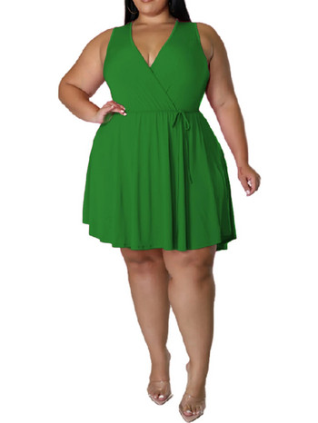 Μονόχρωμο γιλέκο Mini V Neck Sexy Vestido Midi Elegante Vestidos Mujer Primavera Verano 2022 Plus Size Γυναικεία Ρούχα Χονδρικής