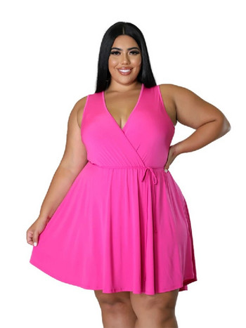 Μονόχρωμο γιλέκο Mini V Neck Sexy Vestido Midi Elegante Vestidos Mujer Primavera Verano 2022 Plus Size Γυναικεία Ρούχα Χονδρικής