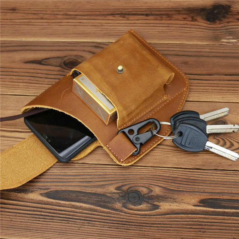 Fanny vöökott Meeste ehtsast nahast rihmaga vöö ja jala puusakomplektid meestele 6–7,5 tolli mobiiltelefoni sigaretisüütaja karbikott välikott