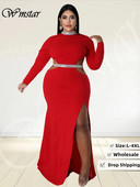 Wmstar večernje haljine velikih veličina za žene, šljokice, patchwork, izdubljeni struk, porub, elegantna maksi haljina, veleprodaja Dropshipping