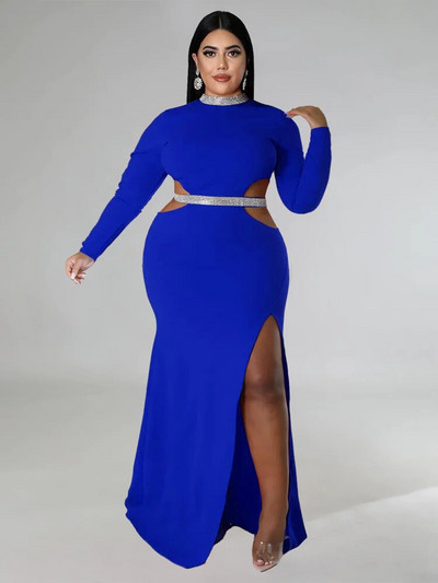 Wmstar večernje haljine velikih veličina za žene, šljokice, patchwork, izdubljeni struk, porub, elegantna maksi haljina, veleprodaja Dropshipping