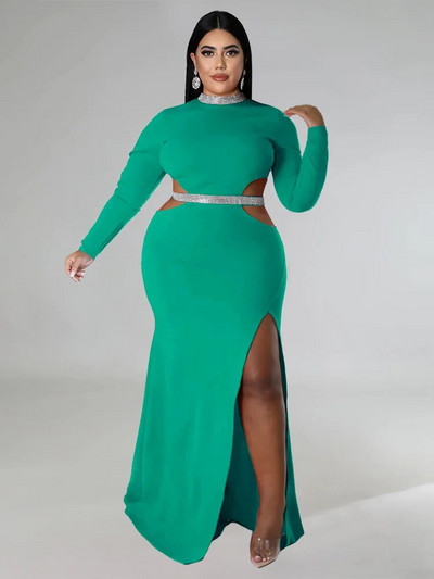 Wmstar večernje haljine velikih veličina za žene, šljokice, patchwork, izdubljeni struk, porub, elegantna maksi haljina, veleprodaja Dropshipping