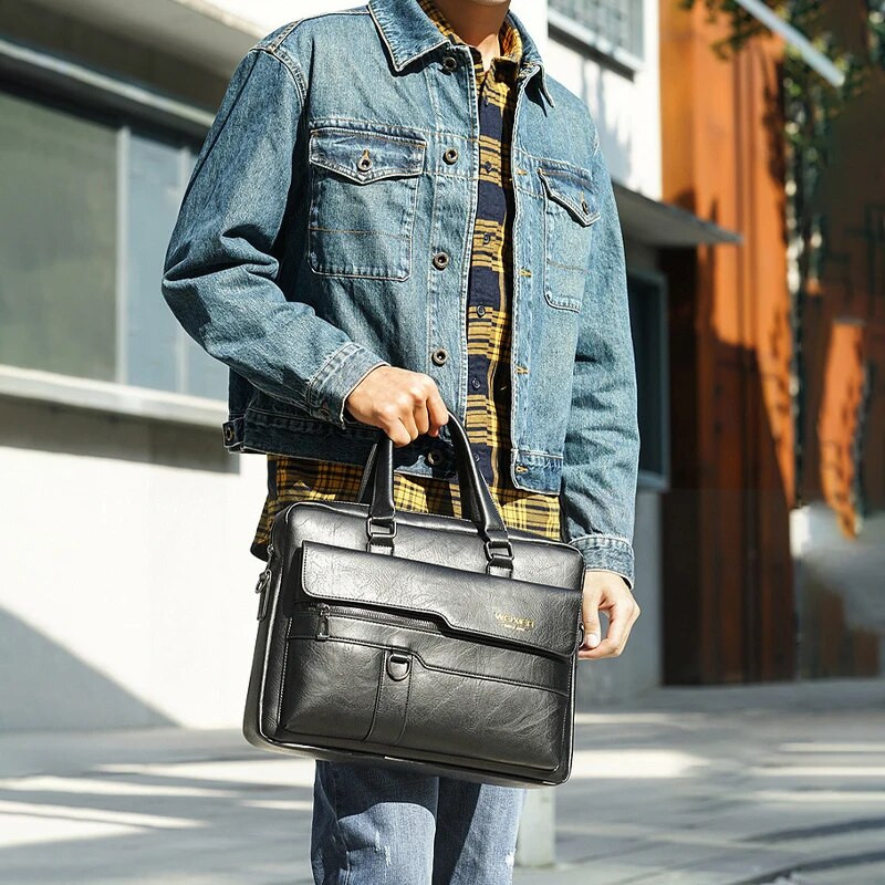 Ανδρικός Χαρτοφύλακας Τσάντα Laptop PU Δερμάτινες Vintage τσάντες ώμου Business Tote Messenger Πορτοφόλια Πορτοφόλια Crossbody Τσάντα Ανδρική