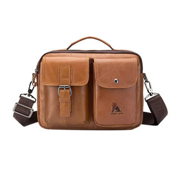 Винтидж бизнес чанти от естествена кожа Мъжки ежедневни чанти през рамо, плътна мода, класическа текстура, практични чанти през рамо