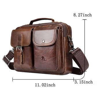 Винтидж бизнес чанти от естествена кожа Мъжки ежедневни чанти през рамо, плътна мода, класическа текстура, практични чанти през рамо