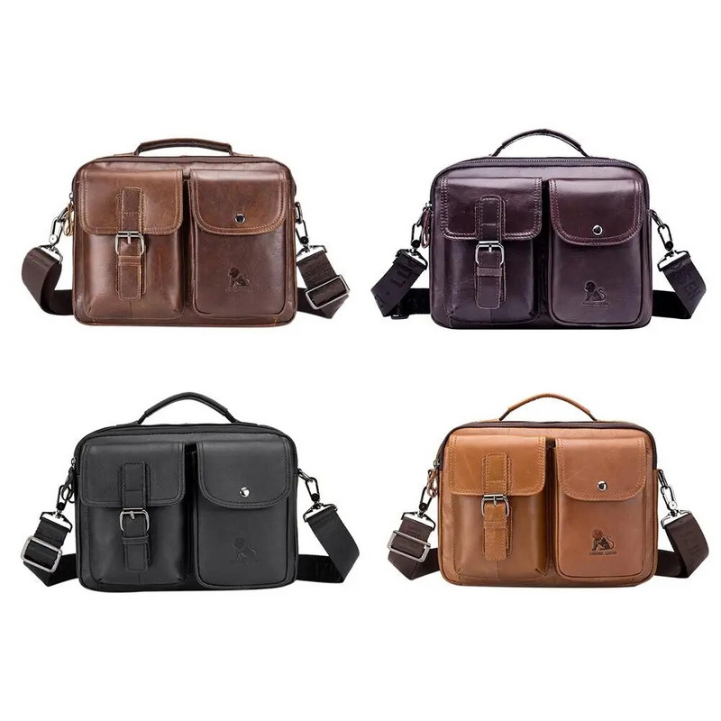 Vintažinės natūralios odos verslo rankinės Vyriški laisvalaikio ant pečių madingi klasikinės tekstūros praktiški kryžminiai krepšiai