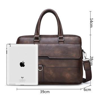 Висококачествени мъжки куфарчета Чанта за 14-инчов лаптоп Бизнес пътни чанти Дамски чанти Кожени офис чанти през рамо за мъже