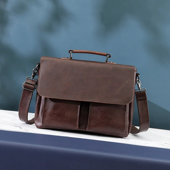 14\' Retro Business Handbag Ανδρικοί Χαρτοφύλακες Φάκελος μόδας για έγγραφα PU Δερμάτινη τσάντα Laptop Τσάντα ώμου Κορεατικής έκδοσης