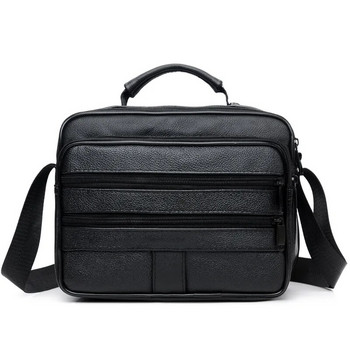 Нова мъжка кожена дамска чанта с цип Мъжка бизнес чанта Черна мъжка чанта Чанти през рамо Мъжки чанти за документи Мъжка чанта за документи Чанта през рамо