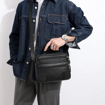 Мъжка луксозна марка от естествена кожа, мъжка чанта, чанта през рамо, бизнес чанта за през рамо, голям капацитет, мъжка ежедневна чанта