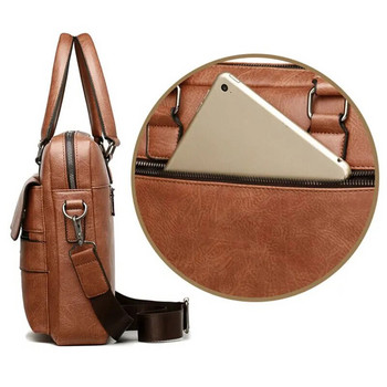 Мъжка чанта Кожена чанта Messenger Мъжко куфарче за лаптоп 14 Естествена мъжка кожена чанта Бизнес портфолио за документи A4