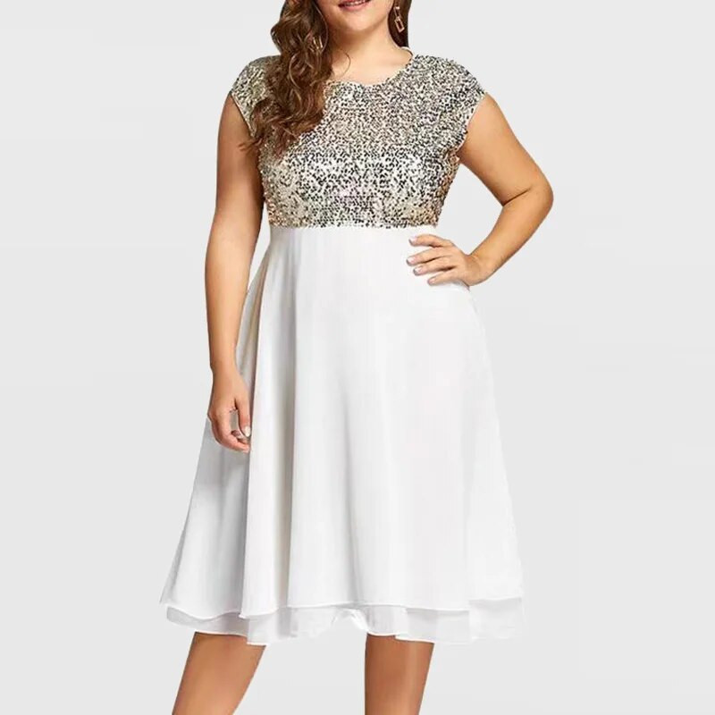 Suures suuruses naiste riietus, suvine seksikas moodne šifoonist litriga läikiv peokleit printsessikleit vabaaja vabade varrukateta naiste rannakleidid