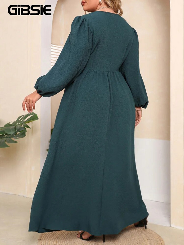 GIBSIE plius dydžio suknelė su puse sagtuko rankovėmis, moteriška, pavasario rudens, elegantiška vakarėliui aukštu juosmeniu A formos ilgos suknelės XXXL 4XL