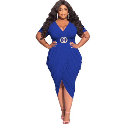 Trendikas naiste seksikas sügava V-kaelusega kõhn kleit pluss suuruses riided Midi pikkusega elegantsed kleidid, plisseeritud soliidne hulgimüük