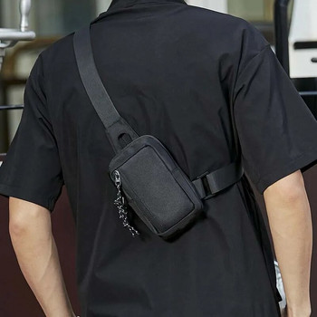 Чанта за през рамо Мъжка модерна марка Японска улична тенденция Спортна мини чанта за гърди Ins Мъжка диагонална чанта за рамо Обикновена кръстосана чанта