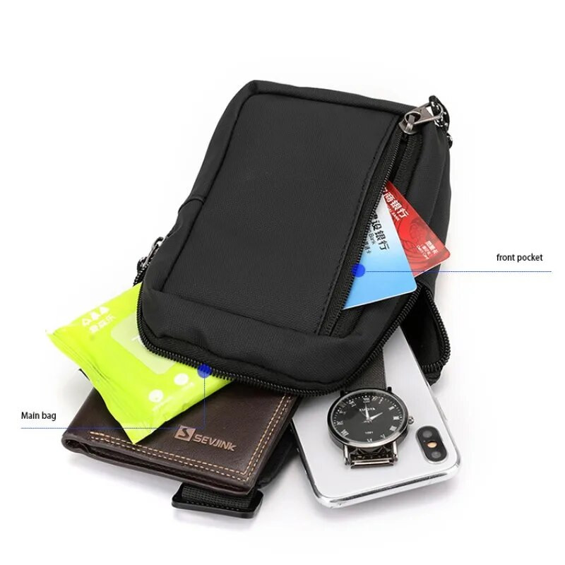 Meeste õlakott väljas vaba aja reisimiseks Nailonist Crossbody kott Sport Mini rinnakott Multifunktsionaalne Simple Trend mobiiltelefoni kott