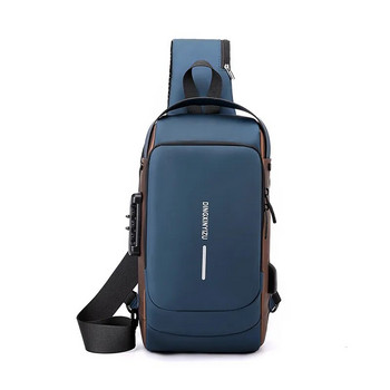 Τσάντα στήθους για άντρες Τσάντα χιαστί Αδιάβροχη τσάντα ώμου USB Αντικλεπτική τσάντα ταξιδιού Messenger Πακέτο στήθους Sling Σχεδιαστής μόδας πολυτελείας
