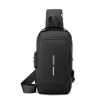 Ракла чанта за мъже Crossbody чанта Водоустойчива USB чанта за рамо Anti-Theft Travel Messenger Chest Sling Pack Моден луксозен дизайнер