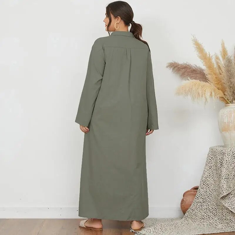 2023. aasta naiste revääridega pikkade varrukatega särkkleit, suures suuruses sügisene nööbiga Kaftan ZANZEA Elegantne kontoritöö Maxi päikesekleit Oversized