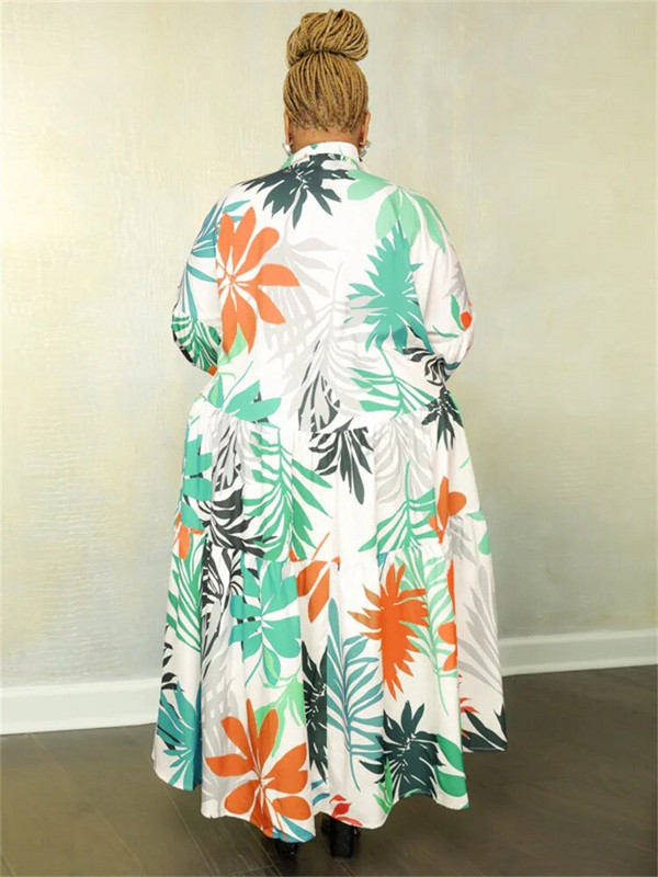 „Wmstar Plus Size“ moteriškų drabužių suknelės Xl–5xl gėlėmis marginti marškiniai ilgomis rankovėmis Elegantiški maxi suknelės didmeninė prekyba 2022 m.