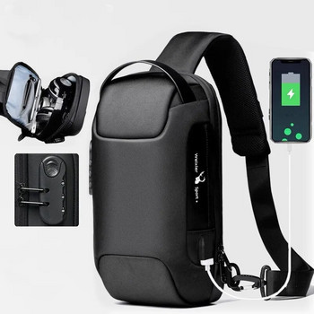2023 Мъжка чанта за гърди Водоустойчива чанта за кръст Многофункционална пътна чанта против кражба Чанта през рамо Мъжка USB чанта за зареждане за мъж