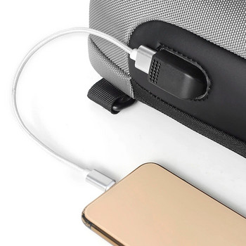 Мъжка водоустойчива USB чанта Oxford Crossbody Bag против кражба през рамо Многофункционална къса чанта за пътуване Messenger Chest Pack