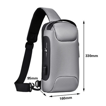 Мъжка водоустойчива USB чанта Oxford Crossbody Bag против кражба през рамо Многофункционална къса чанта за пътуване Messenger Chest Pack