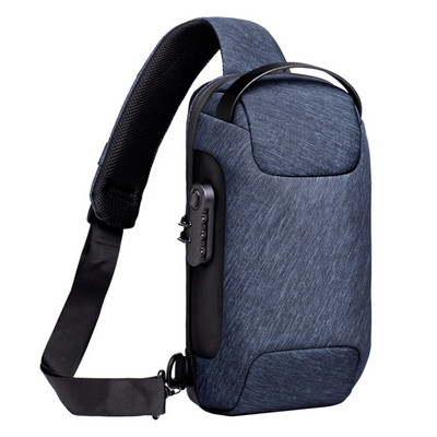 Meeste veekindel USB Oxford Crossbody kott vargusevastane õlakott Multifunktsionaalne lühike reisikott Messenger rinnakorv