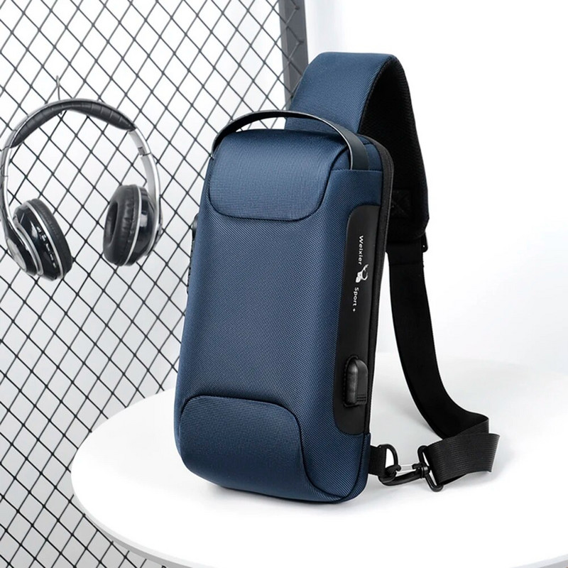 Muška vodootporna USB Oxford torba preko ramena Protuprovalna torba za naramenicu Višenamjenska kratka putna torba Messenger Torba za prsa