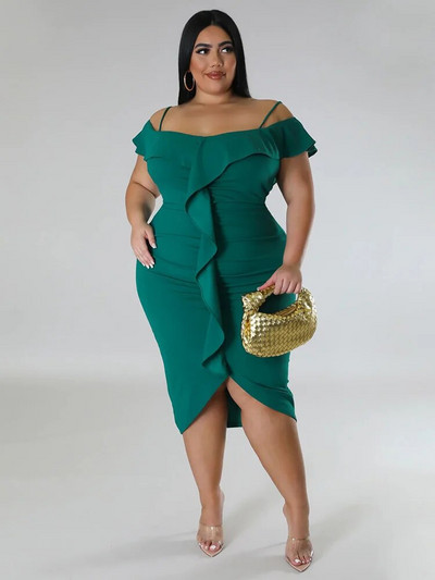 Wmstar Haljine veće veličine Ženska novost u ljetnoj odjeći Majica s otvorenim ramenima Seksi haljina uz rubove s volanima Veleprodaja Dropshipping