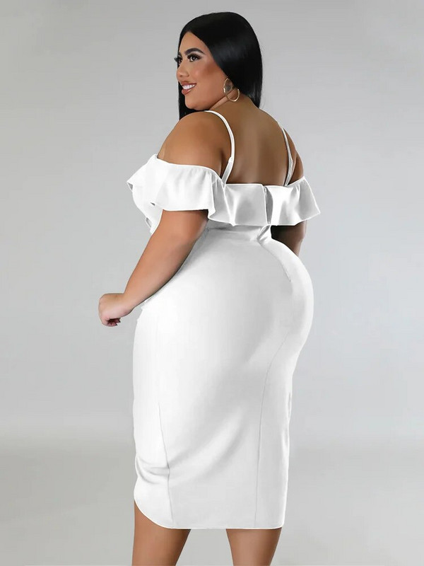 Wmstar Haljine veće veličine Ženska novost u ljetnoj odjeći Majica s otvorenim ramenima Seksi haljina uz rubove s volanima Veleprodaja Dropshipping