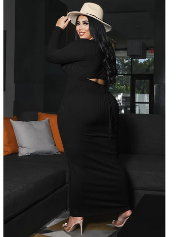 Γυναικεία φορέματα Wmstar Plus Size 5xl Super Stretch Ribbing Sexy Hollow Out Back Επίδεσμος Κομψό Maxi Φόρεμα Χονδρική Dropshipping