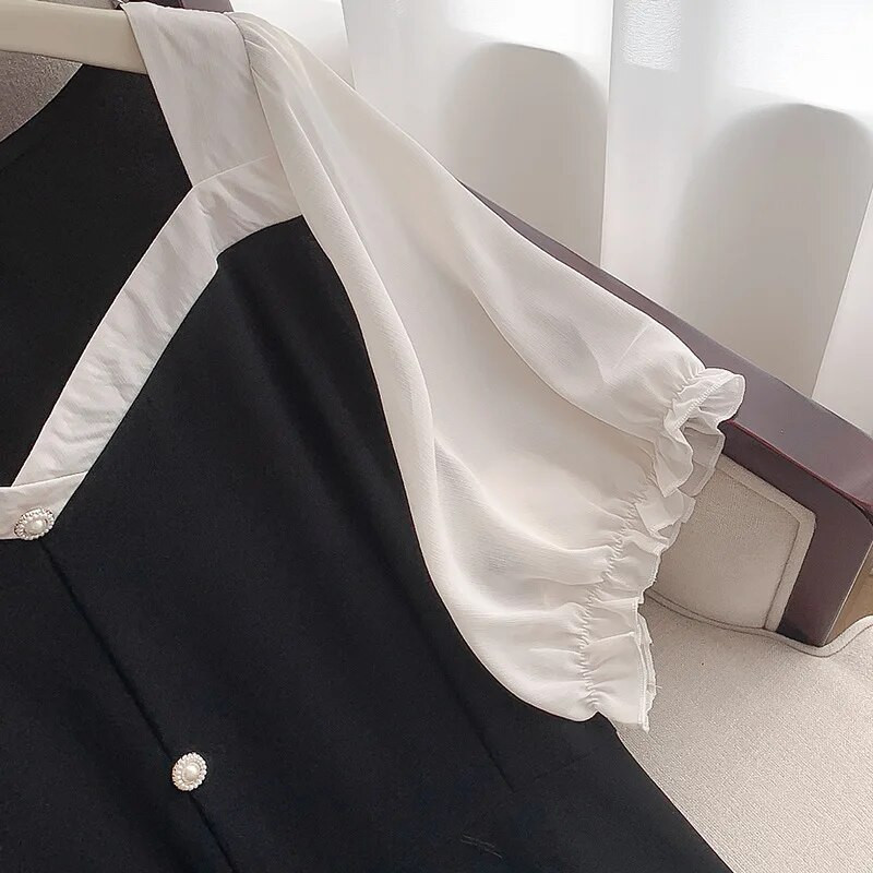 160 kg didelio dydžio moteriška krūtinė 160 Vasarinė laisva kvadratinio kaklo suknelė trumpomis rankovėmis Juoda 6XL 7XL 8XL 9XL 10XL