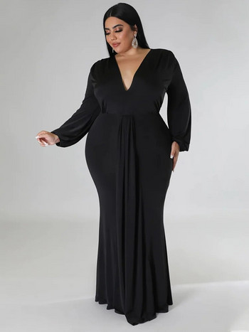 Γυναικεία φορέματα πάρτι Wmstar Plus Size Μακρυμάνικα Stretch Σέξι V λαιμόκοψη Κομψό μάξι φόρεμα φθινοπωρινά ρούχα Χονδρική Dropshipping