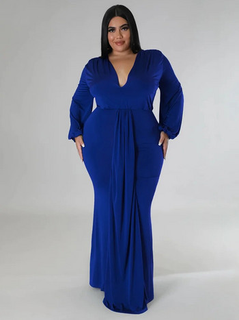 Γυναικεία φορέματα πάρτι Wmstar Plus Size Μακρυμάνικα Stretch Σέξι V λαιμόκοψη Κομψό μάξι φόρεμα φθινοπωρινά ρούχα Χονδρική Dropshipping