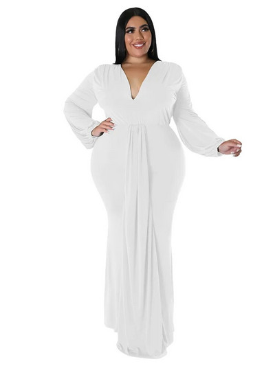 Wmstar suures suuruses peokleidid naistele pikkade varrukatega veniv seksikas V-kaelusega elegantne maksikleit sügisriiete hulgimüük