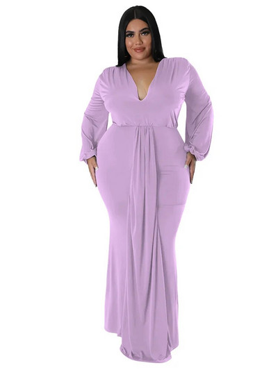 Wmstar suures suuruses peokleidid naistele pikkade varrukatega veniv seksikas V-kaelusega elegantne maksikleit sügisriiete hulgimüük