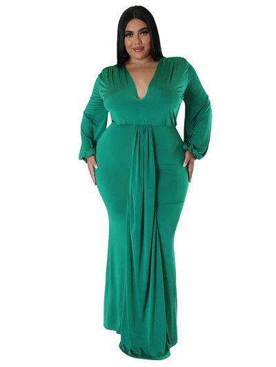 Wmstar suures suuruses peokleidid naistele pikkade varrukatega veniv seksikas V-kaelusega elegantne maksikleit sügisriiete hulgimüük