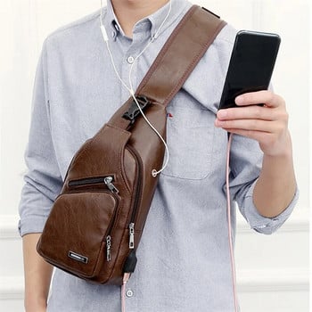Ανδρικές τσάντες χιαστί Ανδρικές τσάντες στήθους USB Designer τσάντα Messenger Δερμάτινες τσάντες ώμου Διαγώνιο Πακέτο 2023 νέο πακέτο πλάτης Ταξίδι
