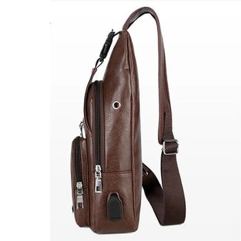 Мъжки чанти през рамо Мъжка USB чанта за гърди Дизайнерска чанта Messenger Кожени чанти през рамо Диагонален пакет 2023 г. Нова раница за пътуване