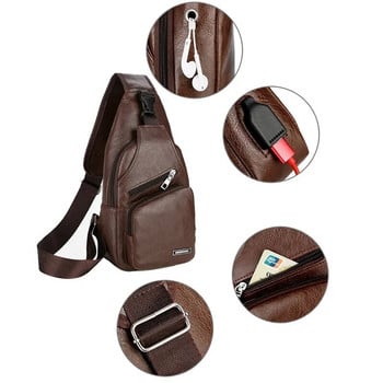 Мъжки чанти през рамо Мъжка USB чанта за гърди Дизайнерска чанта Messenger Кожени чанти през рамо Диагонален пакет 2023 г. Нова раница за пътуване