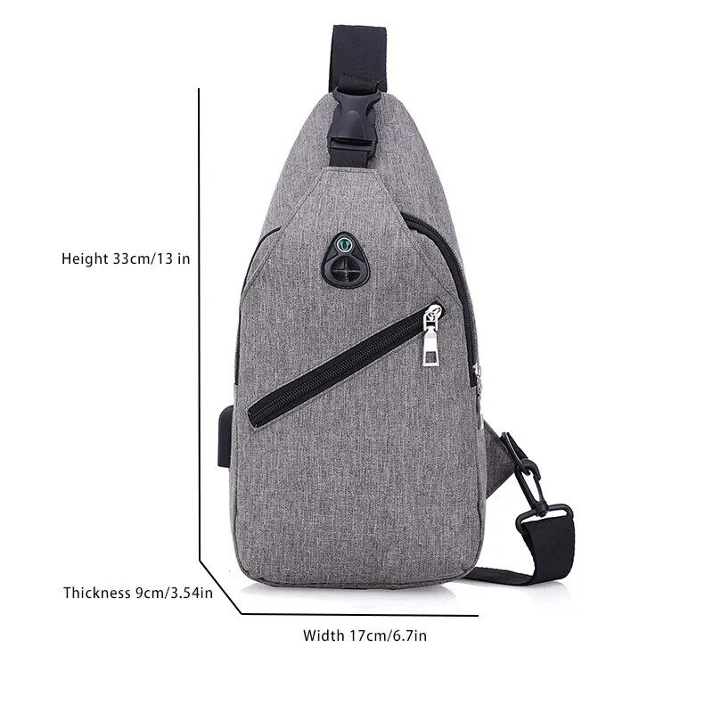 Νέα ανδρική τσάντα στήθους Usb τσάντα χιαστί μονό τσάντα ώμου Αδιάβροχη μοντέρνα casual μικρή τσάντα στήθους Ανδρική τσάντα