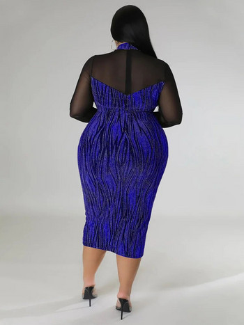 Wmstar Plus Size Γυναικείο φόρεμα Sexy See Through Mesh Συνονθύλευμα Maxi Φόρεμα Μόδα σέξι λέσχη ρούχα Χονδρική Dropshipping 2022